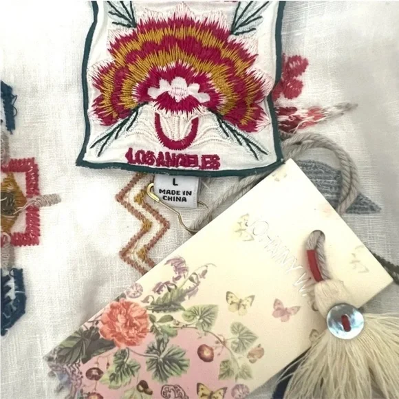 JOHNNY WAS Large multicolor embroidered kimono jacket WATIPASO LINEN KIMONO - Picture 13 of 14